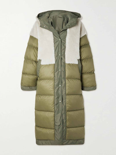 Shoreditch Ski Club Ember reversible padded hooded shearling-lined shell coat at Collagerie