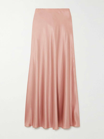 Sleeping with Jacques Baby pink silk-satin midi skirt at Collagerie