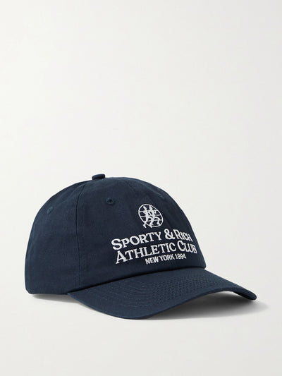 Sporty & Rich Navy embroidered baseball cap at Collagerie