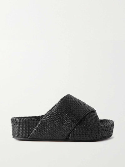 St. Agni Woven leather platform slides at Collagerie