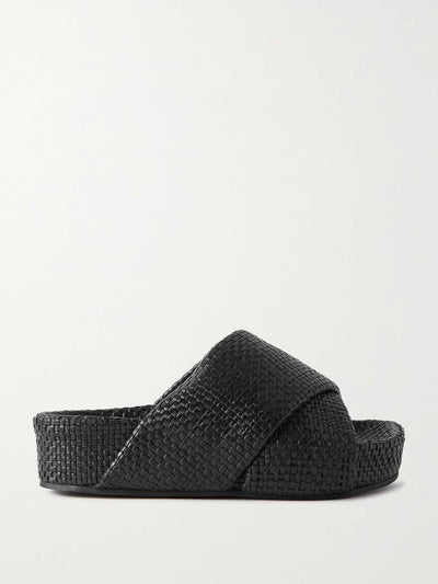 St.Agni Woven leather platform slides at Collagerie