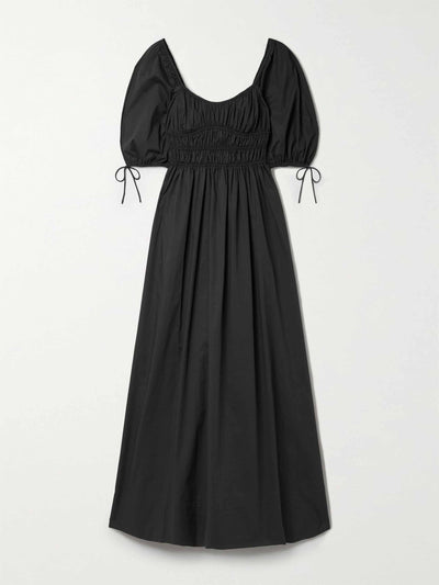 Staud Black gathered maxi dress at Collagerie