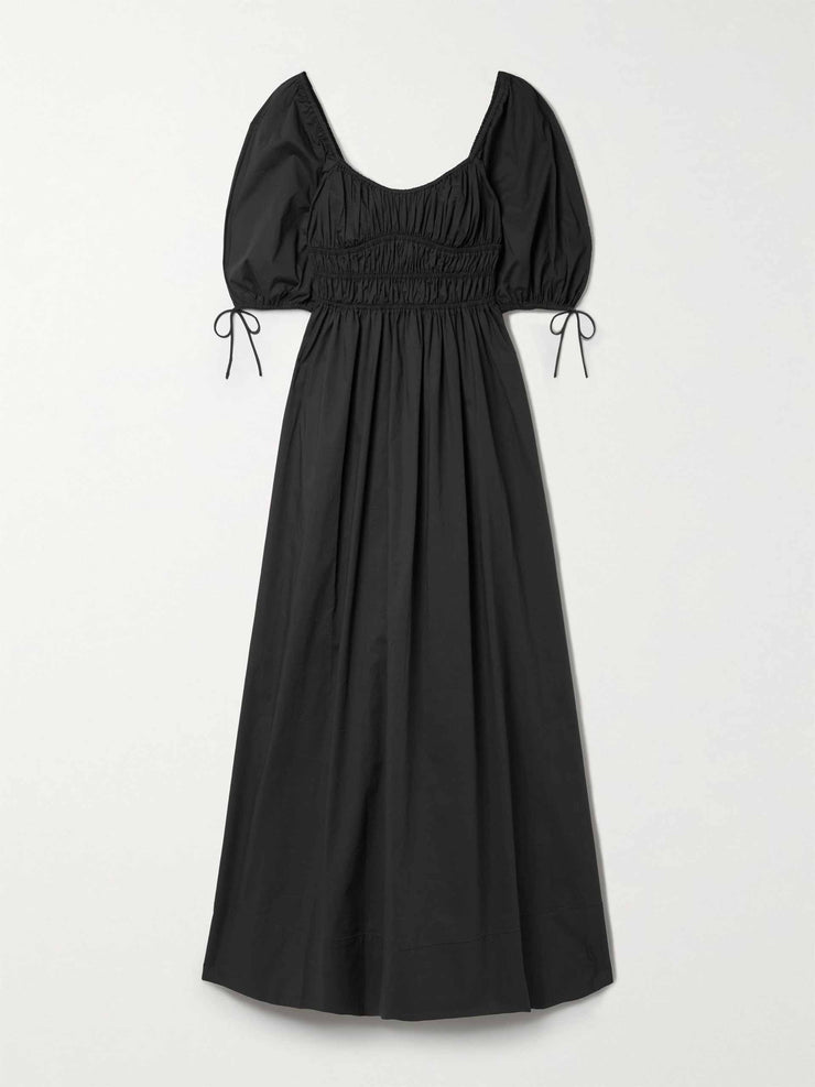 Black gathered maxi dress