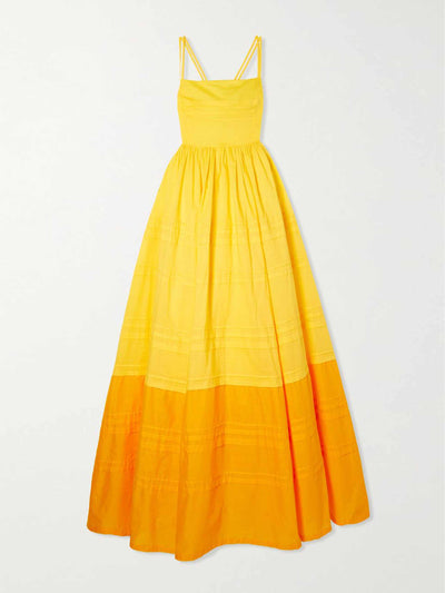 Staud Yellow and orange open back maxi dress at Collagerie