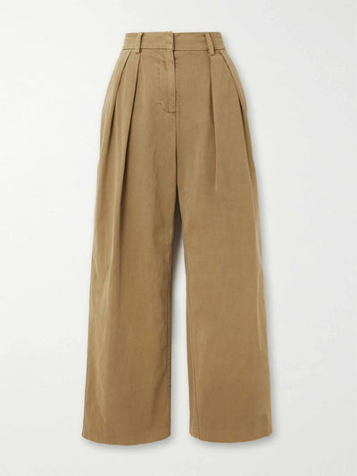 Staud Luisa pleated cotton-twill wide-leg pants at Collagerie