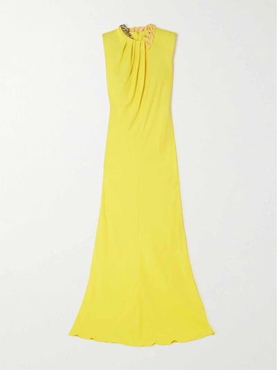 Stella Mccartney Chain embellished yellow gown at Collagerie