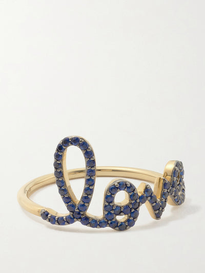 Sydney Evan Large Love 14-karat gold sapphire ring at Collagerie