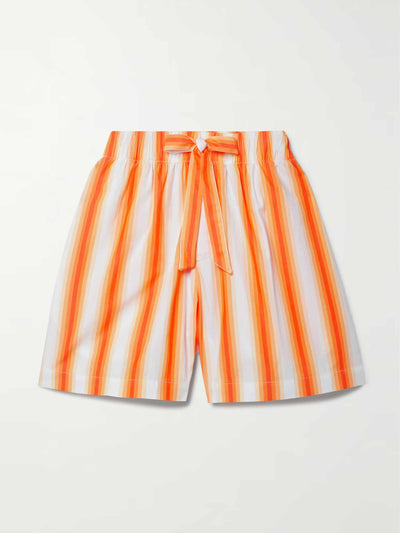 Tekla Orange stripe organic cotton-poplin shorts at Collagerie