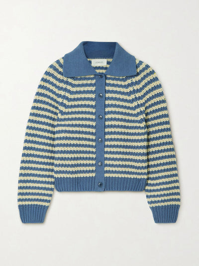 The Great The Mini Collar striped cotton-blend cardigan at Collagerie