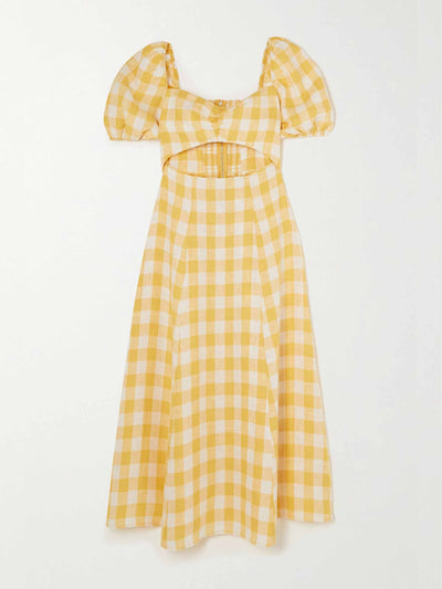 Reformation Cutout gingham linen dress at Collagerie