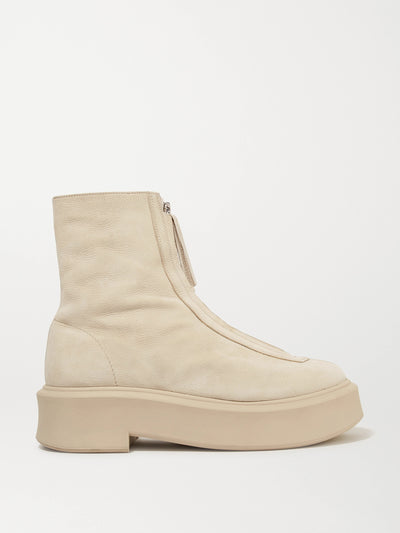 The Row Cream platform ankle boots at Collagerie
