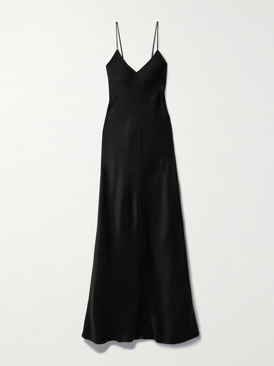 The Row Black Guinevere silk-satin maxi dress at Collagerie