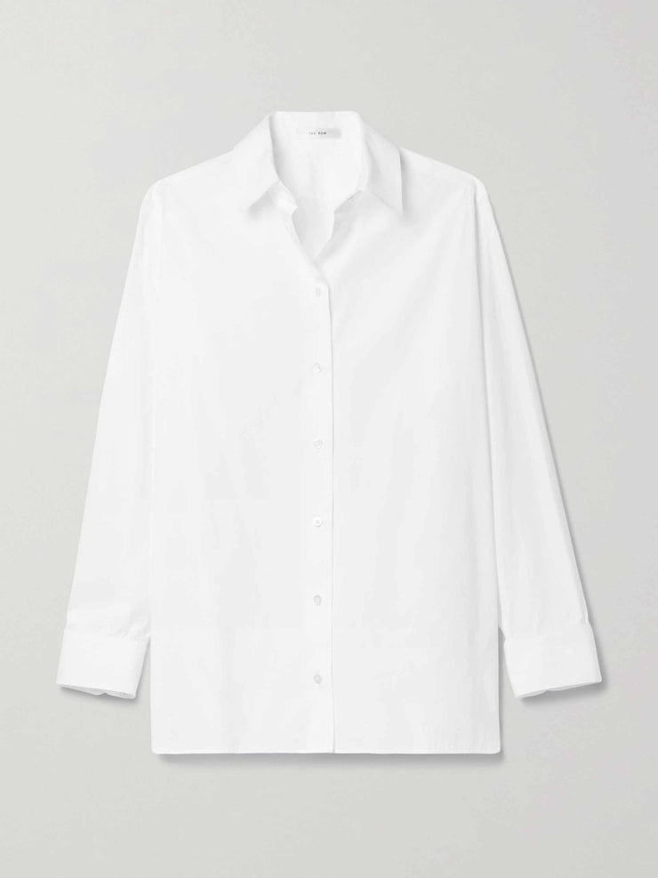 White cotton-poplin shirt