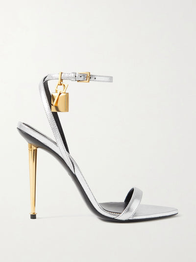 Tom Ford Padlock metallic leather sandals at Collagerie