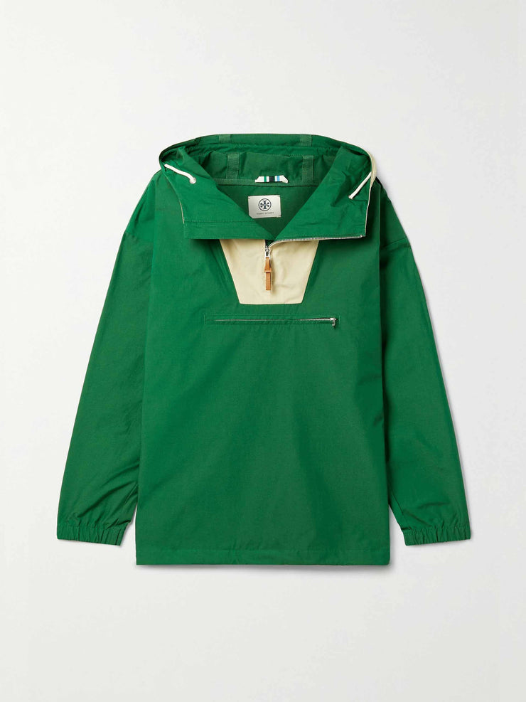 Green hooded cotton-blend jacket