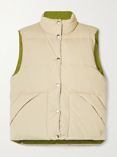 Tory Sport Reversible quilted shell down vest at Collagerie