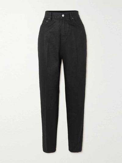 Totême Black high rise tapered jeans at Collagerie