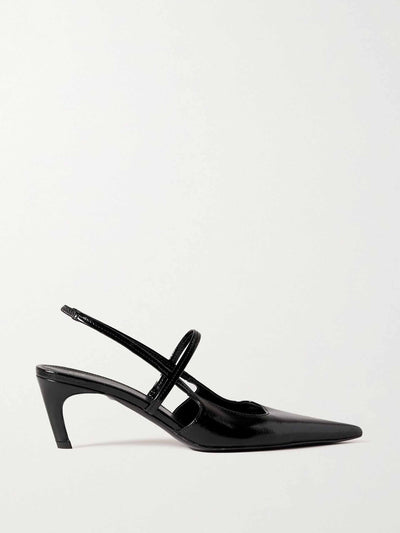 Totême Crinkled patent-leather slingback pumps at Collagerie