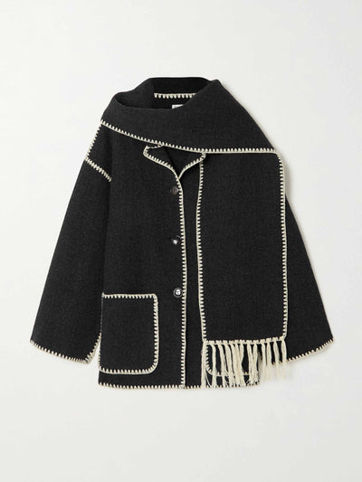Totême Fringed wool-blend jacket at Collagerie