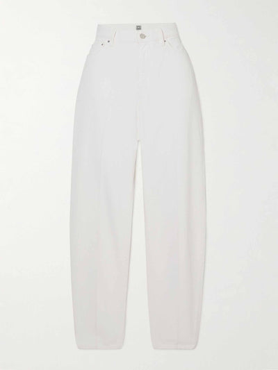 Totême White high-rise tapered jeans at Collagerie