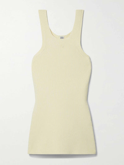 Toteme Beige ribbed tank vest at Collagerie