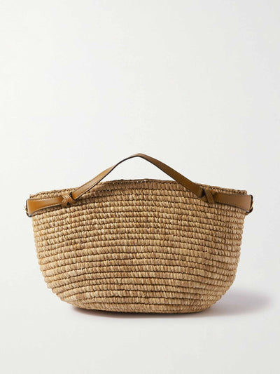 Ulla Johnson Leather-trimmed raffia bag at Collagerie