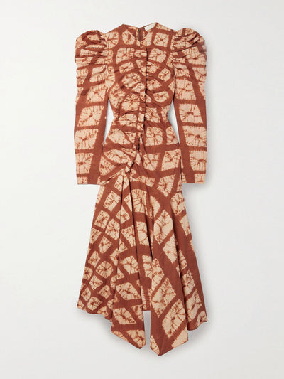 Ulla Johnson Priyanka ruched tie-dyed cotton-voile midi dress at Collagerie