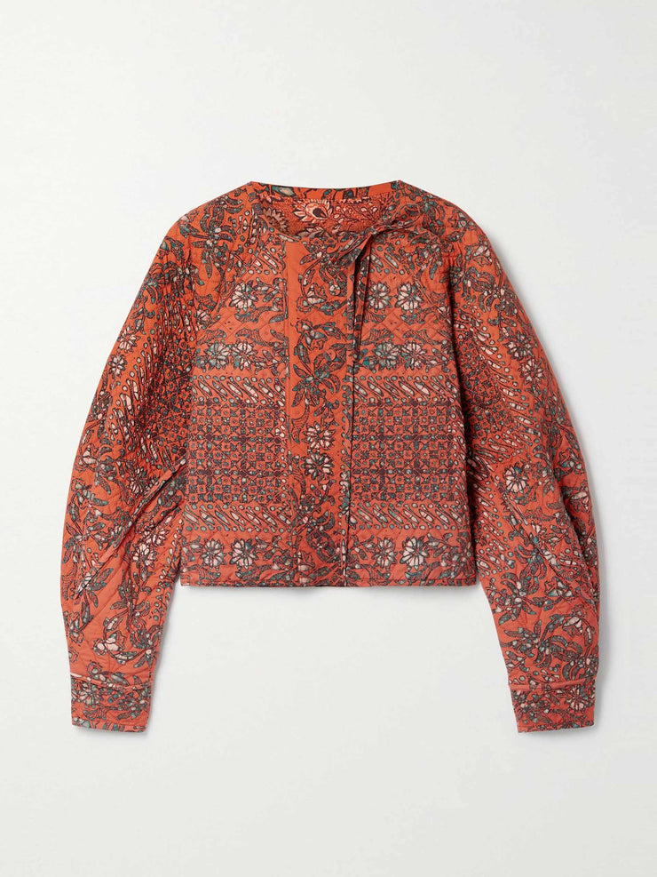 Printed quilted cotton jacket
