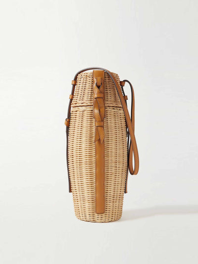 Ulla Johnson Beige and brown straw wine bottle holder at Collagerie