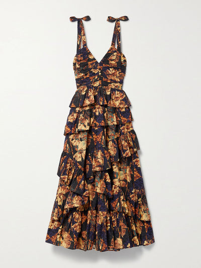 Ulla Johnson Candace ruffled printed cotton-voile midi dress at Collagerie