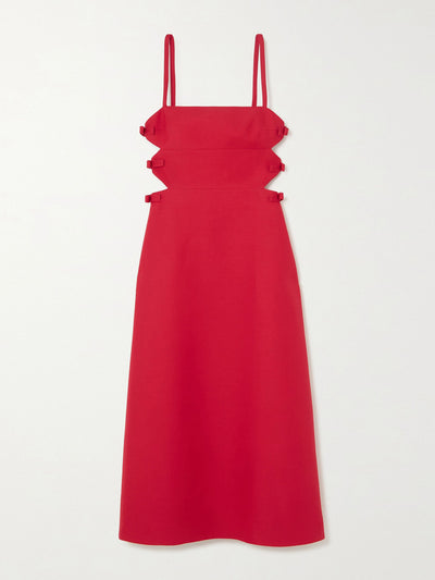 Valentino Red bow-detailed cutout midi dress at Collagerie