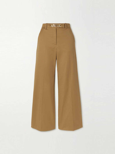 Valentino Embellished cotton blend wide leg trousers at Collagerie