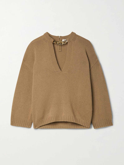 Valentino Chain-embellished cashmere sweater at Collagerie