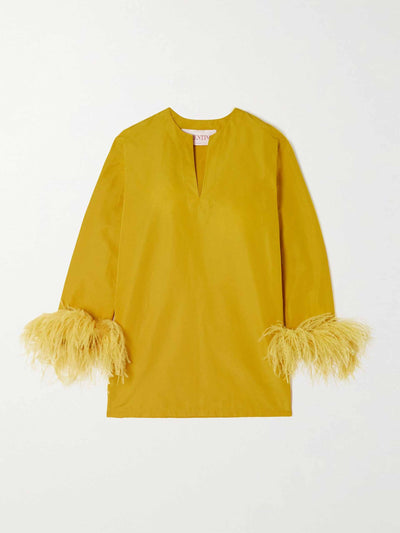 Valentino Feather-trimmed mini dress at Collagerie