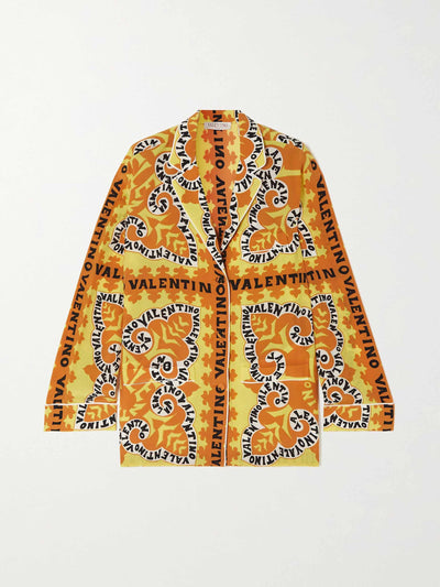 Valentino Orange printed shirt at Collagerie