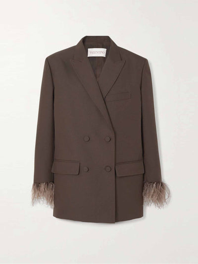 Valentino Double breasted blazer with feather trim at Collagerie