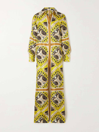 Valentino Retro-patterned silk twill jumpsuit at Collagerie