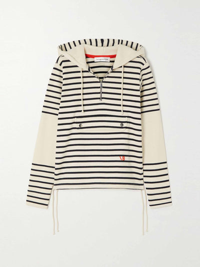 Victoria Beckham Embroidered striped  hoodie at Collagerie