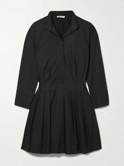 Vince Pleated cotton mini shirt dress at Collagerie