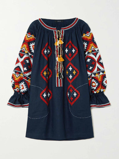 Vita Kin Blue embroidered tunic at Collagerie