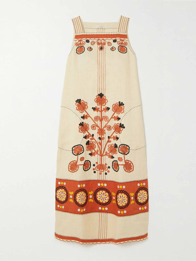 Vita Kin Embroidered linen midi dress at Collagerie