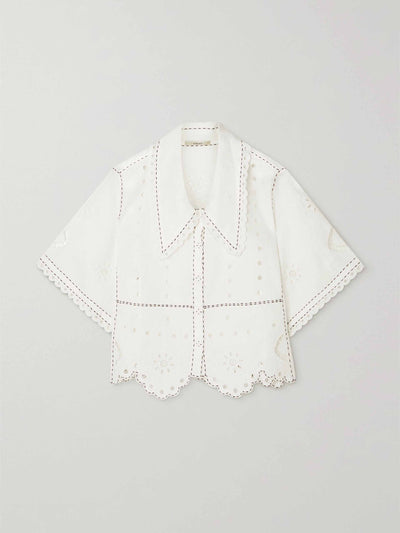 Vita Kin White broderie anglaise linen blouse at Collagerie