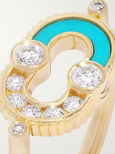 Viltier 18-karat gold, turquoise and diamond ring at Collagerie