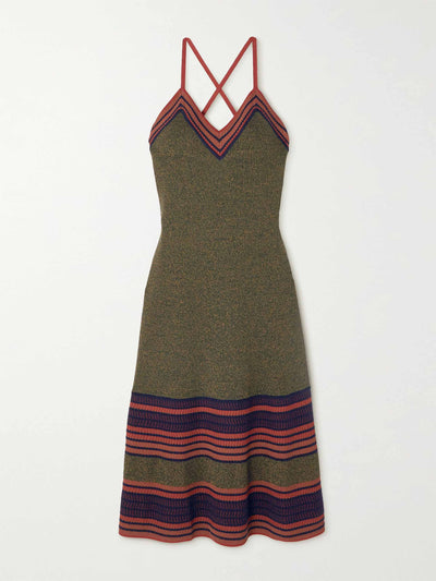 Wales Bonner Green stripe wool-blend dress at Collagerie