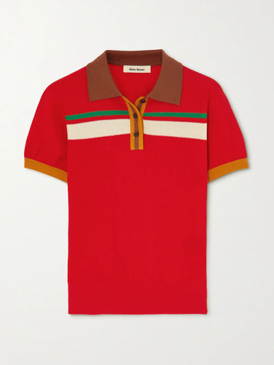 Wales Bonner Striped cotton polo sweater at Collagerie