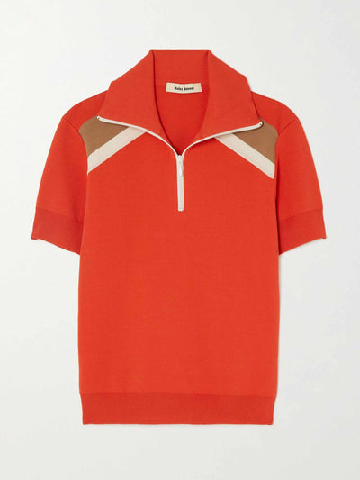 Wales Bonner Red stretch-knit polo top at Collagerie