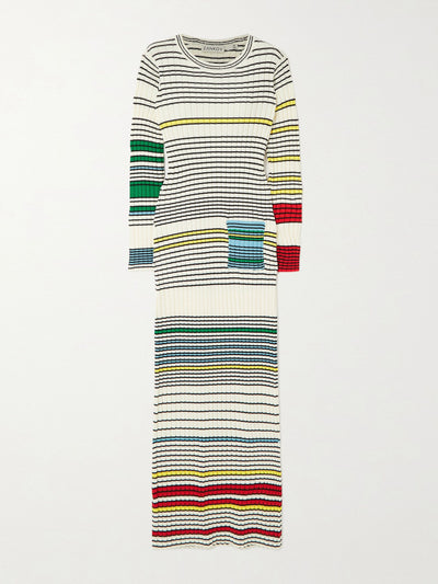 Zankov Striped ribbed cotton-blend maxi dress at Collagerie