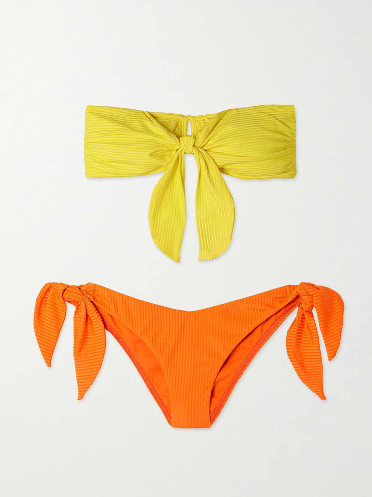Two-tone bandeau bikini set
