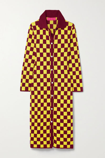 The Elder Statesman Checked wool and cashmere-blend midi dress at Collagerie