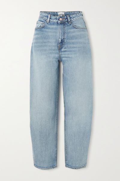 Ganni Stary cropped high-rise tapered organic jeans at Collagerie